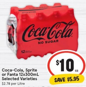 IGA Coca-Cola, Sprite or Fanta 12x300ml Selected Varieties offer