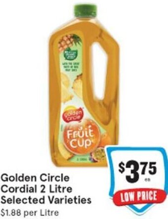 IGA Golden Circle Cordial 2 Litre Selected Varieties offer