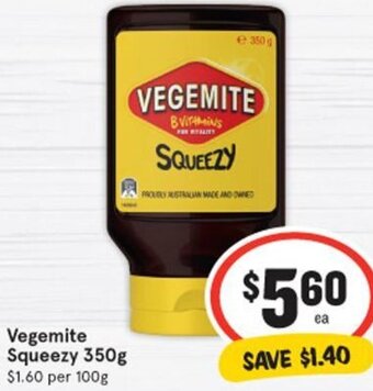 IGA Vegemite Squeezy 350g offer