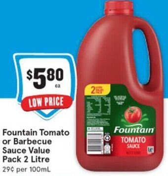 IGA Fountain Tomato or Barbecue Sauce Value Pack 2 Litre offer
