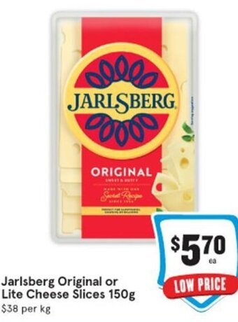 IGA Jarlsberg Original or Lite Cheese Slices 150g offer