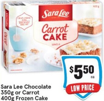 IGA Sara Lee Chocolate 350g or Carrot 400g Frozen Cake offer