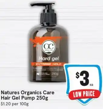 IGA Natures Organics Care Hair Gel Pump 250g offer