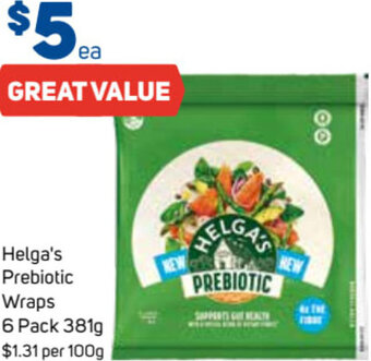 Foodland Helga's Prebiotic Wraps 6 Pack 381g offer