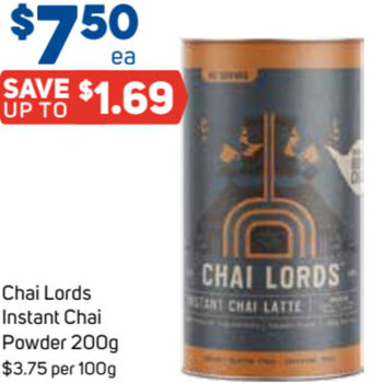 Foodland Chai Lords Instant Chai Powder 200g offer