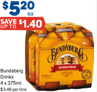 Foodland Bundaberg Drinks 4 x 375ml offer