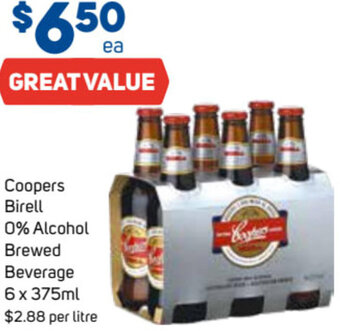 Foodland Coopers Birell 0% Alcohol Brewed Beverage 6 x 375ml offer