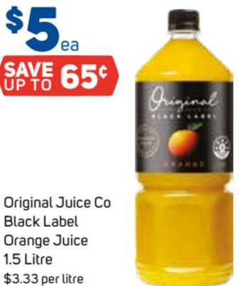 Foodland Original Juice Co Black Label Orange Juice 1.5 Litre offer