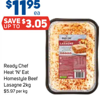 Foodland Ready Chef Heat 'N' Eat Homestyle Beef Lasagne 2kg offer