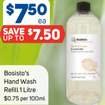 Foodland Bosisto's Hand Wash Refill 1 Litre offer