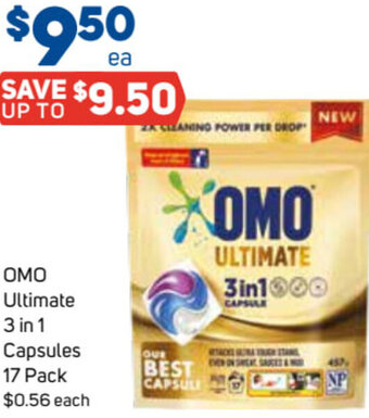 Foodland OMO Ultimate 3 In 1 Capsules 17 Pack offer