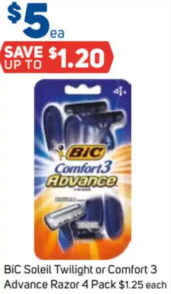 Foodland BiC Soleil Twilight or Comfort 3 Advanced Razor 4 Pack offer
