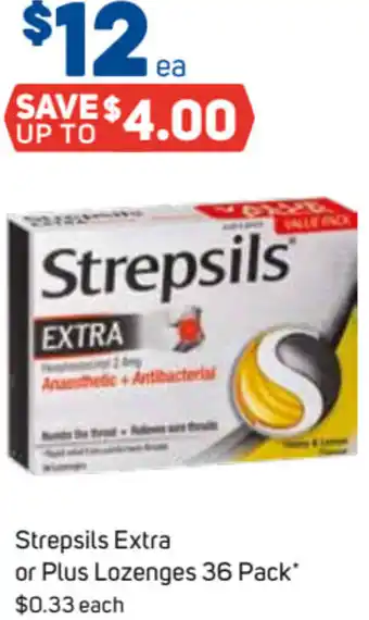 Foodland Strepsils Extra or Plus Lozenges 36 Pack offer