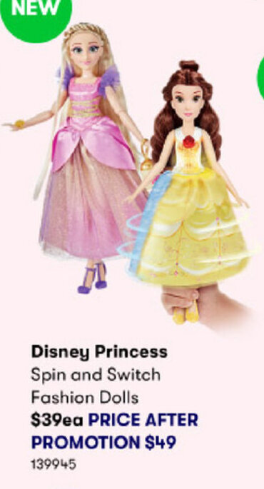 BIG W Disney Princess Spin and Switch Fashion Dolls offer