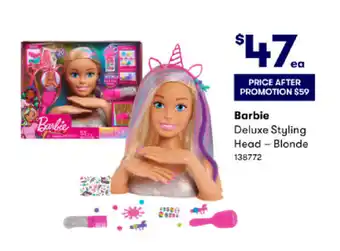 BIG W Barbie Deluxe Styling Head - Blonde offer