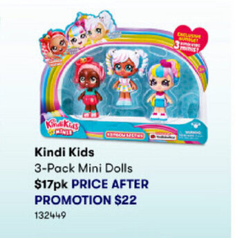 BIG W Kindi Kids 3-Pack Mini Dolls offer