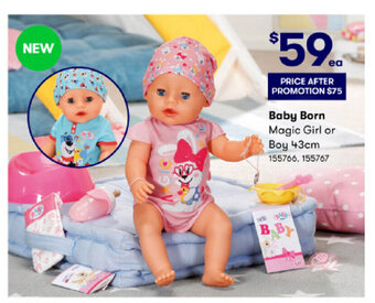 BIG W Baby Born Magic Girl or Boy 43cm offer