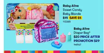 BIG W Baby Alive Sweet Candy Baby Bonde offer