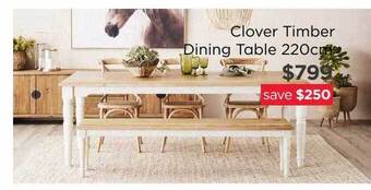 Early Settler Clover Timber Dining Table 220cm offer