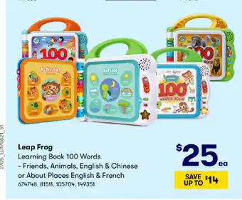 BIG W Leap Frog Learning Book 100 Words offer
