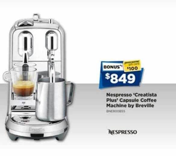 Nespresso 'creatista Plus' Capsule Coffee Machine By Breville offer at