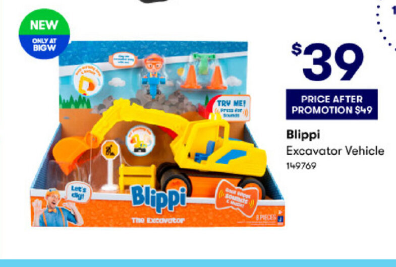 Blippi Excavator Vehicle offer at BIG W