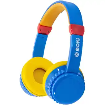 JB Hi-Fi Moki Play Safe Bluetooth Volume Limited Kids Headphones (Blue/Yellow) offer