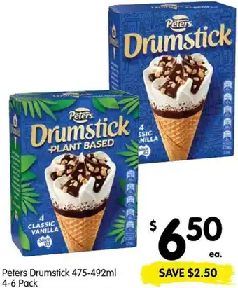 Spar Peters Drumstick 4.75-492ml 4-6 Pack offer