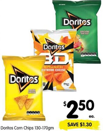 Spar Doritos Corn Chips 130-170gm offer