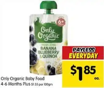 Spar Only Oraganic Baby Food 4-6 Months Plus offer
