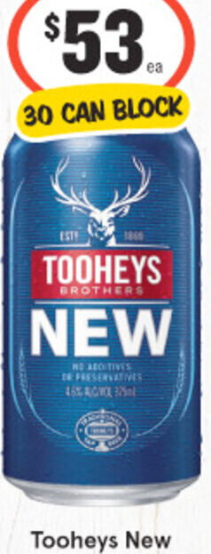 IGA Liquor Tooheys New 30 Can Block offer