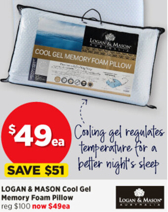 Spotlight Logan & Mason Cool Gel Memory Foam Pillow offer
