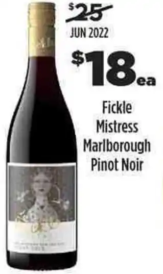 Liquorland Fickle Mistress Marlborough Pinot Noir offer