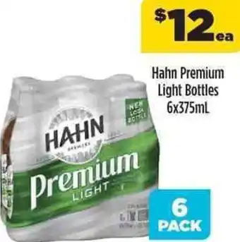 Liquorland Hahn Premium Light Bottles 6x375ml offer