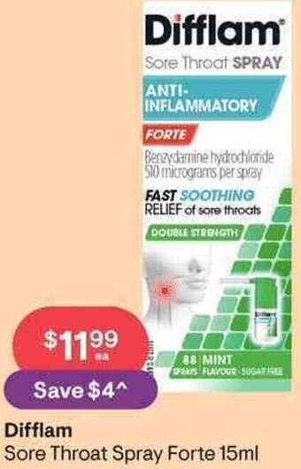 Discount Drug Stores Difflam Sore Throat Spray Forte 15ml offer