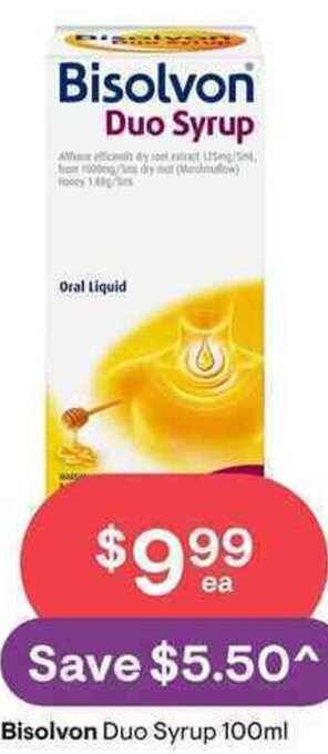 Discount Drug Stores Bisolvon Duo Syrup 100ml offer