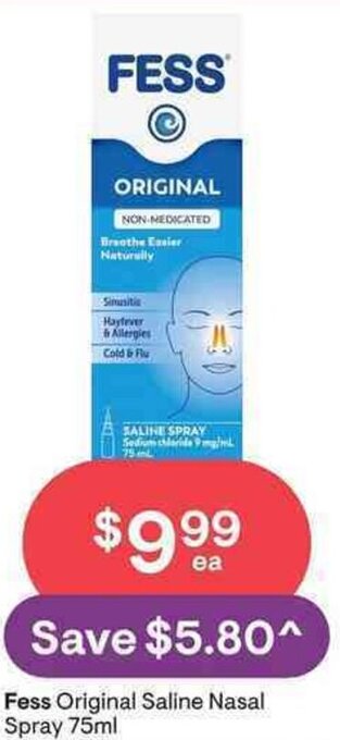 Discount Drug Stores Fess Original Saline Nasal Spray 75ml offer