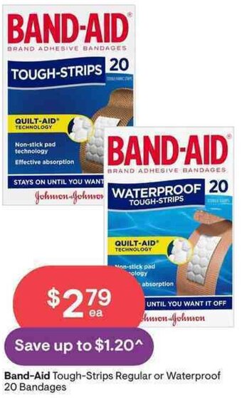 Discount Drug Stores Band-Aid Tough-Strips Regular or Waterproof 20 Bandages offer