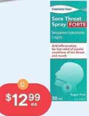 Discount Drug Stores Chemists' Own Sore Throat Spray Forte 30ml offer