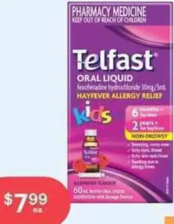 Discount Drug Stores Telfast Kids Oral Liquid 60ml offer