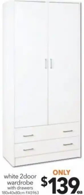 Cheap as Chips White 2door Wardrobe offer