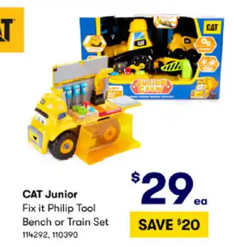 BIG W CAT Junior Fix it Philip Tool Bench or Train Set offer