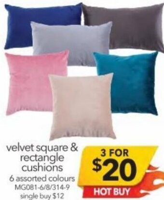 Cheap as Chips Velvet Square & Rectangle Cushions offer