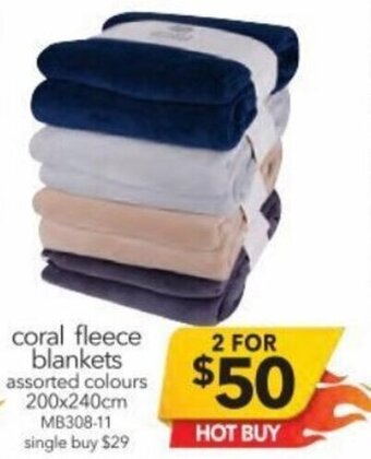 Cheap as Chips Coral Fleece Blankets 200x240cm offer