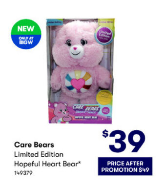 BIG W Care Bears Limited Edition Hopeful Heart Bear offer