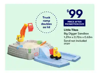 BIG W Little Tikes Big Digger Sandbox 1.29m x 0.72m x 0.63m offer