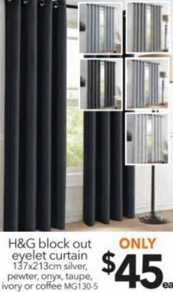 Cheap as Chips H&G Block Out Eyelet Curtain 137x213cm offer