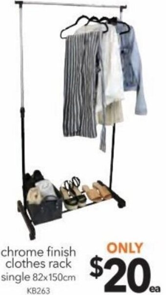 Cheap as Chips Chrome Finish Clothes Rack 82x150cm offer