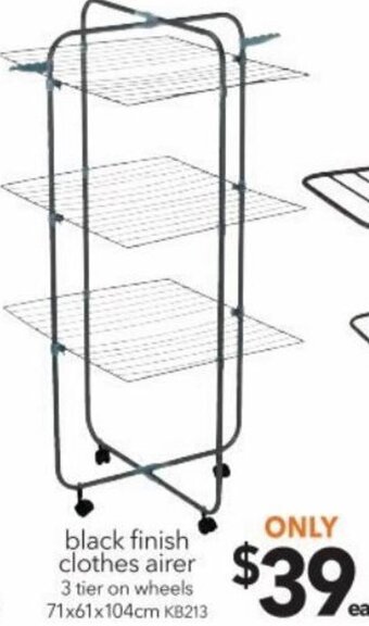 Cheap as Chips Black Finish Clothes Airer 71x61x104cm offer