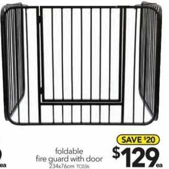 Cheap as Chips Foldable Fire Guard with Door 234x76cm offer